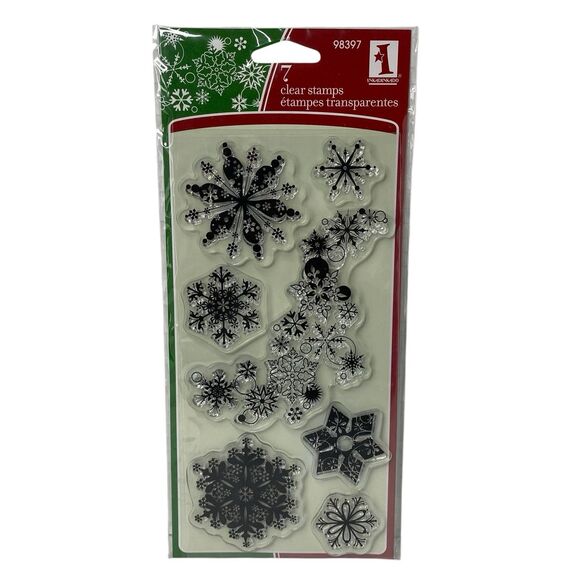 Inkadinkado Poly Clear Stamps Set of 7 Snowflakes Winter Christmas Holiday - Picture 1 of 5